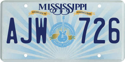 MS license plate AJW726