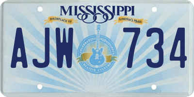 MS license plate AJW734