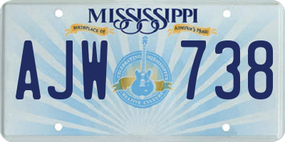 MS license plate AJW738