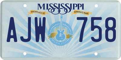 MS license plate AJW758