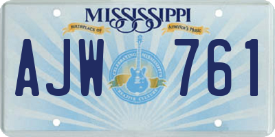 MS license plate AJW761