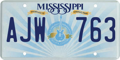 MS license plate AJW763
