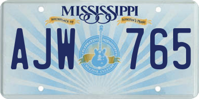 MS license plate AJW765