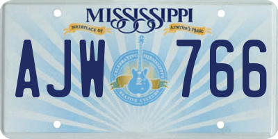 MS license plate AJW766