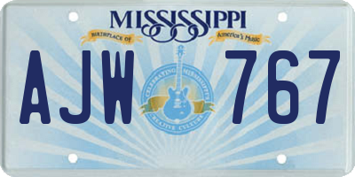 MS license plate AJW767