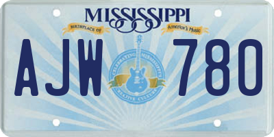 MS license plate AJW780