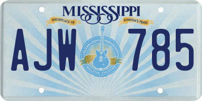 MS license plate AJW785