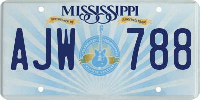 MS license plate AJW788