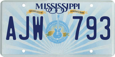 MS license plate AJW793