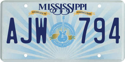 MS license plate AJW794