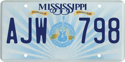 MS license plate AJW798