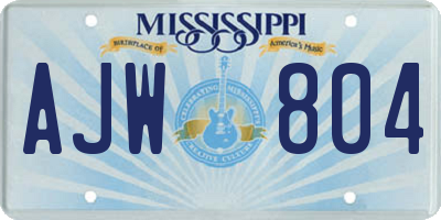 MS license plate AJW804
