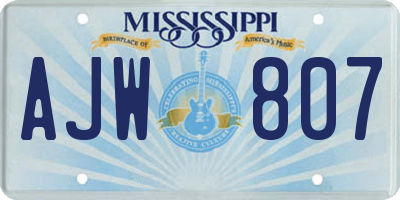 MS license plate AJW807