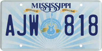 MS license plate AJW818