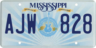 MS license plate AJW828