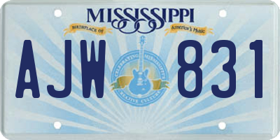 MS license plate AJW831