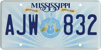 MS license plate AJW832