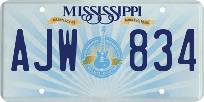 MS license plate AJW834