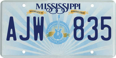 MS license plate AJW835