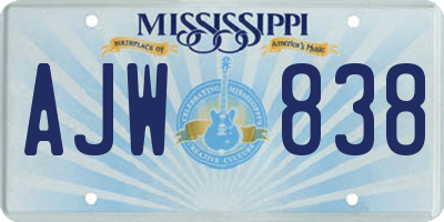 MS license plate AJW838