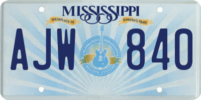 MS license plate AJW840