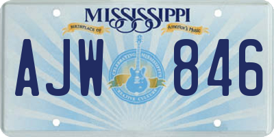 MS license plate AJW846