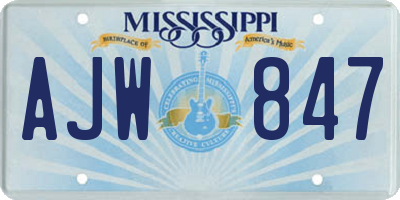 MS license plate AJW847