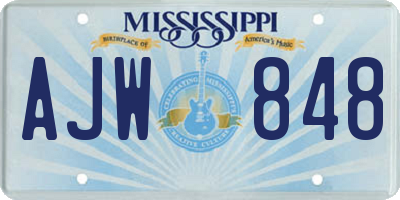 MS license plate AJW848