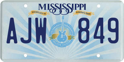 MS license plate AJW849