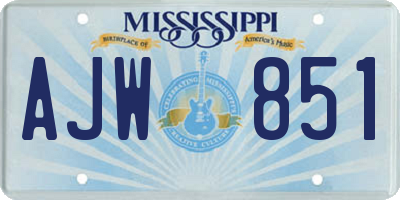 MS license plate AJW851