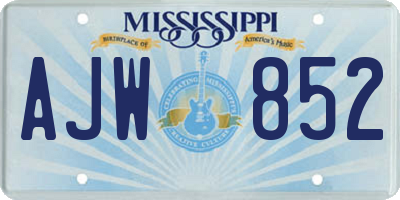 MS license plate AJW852