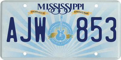 MS license plate AJW853