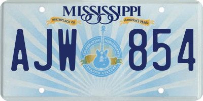 MS license plate AJW854