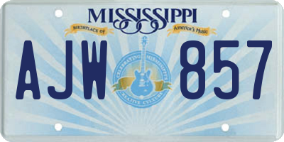MS license plate AJW857