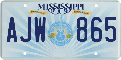 MS license plate AJW865