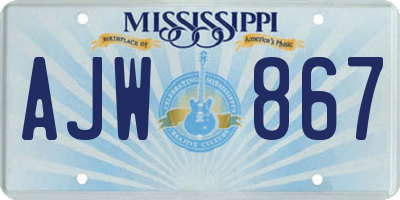 MS license plate AJW867