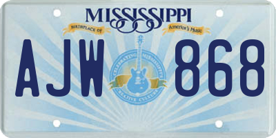 MS license plate AJW868