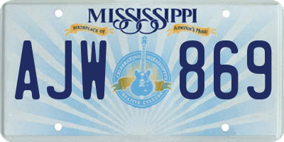 MS license plate AJW869