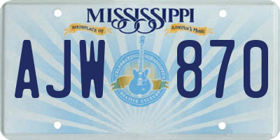 MS license plate AJW870