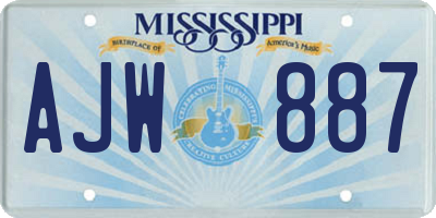 MS license plate AJW887