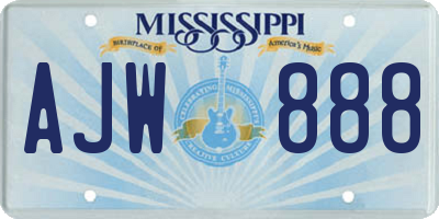 MS license plate AJW888