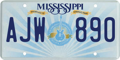 MS license plate AJW890