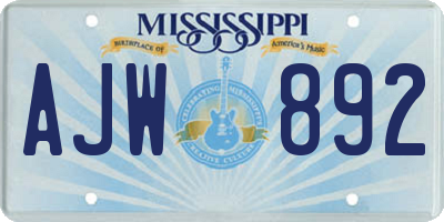 MS license plate AJW892