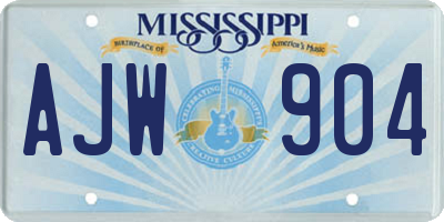 MS license plate AJW904