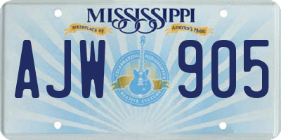 MS license plate AJW905