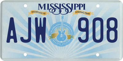 MS license plate AJW908