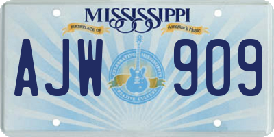 MS license plate AJW909