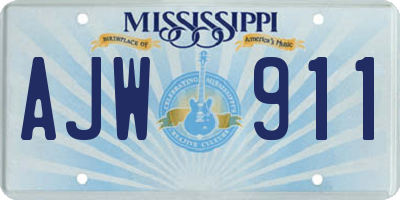 MS license plate AJW911