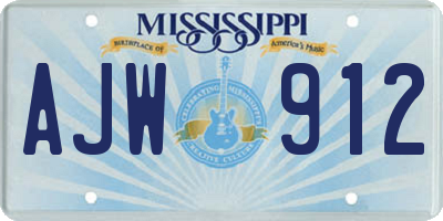 MS license plate AJW912