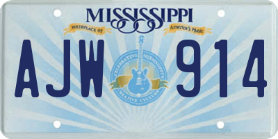 MS license plate AJW914